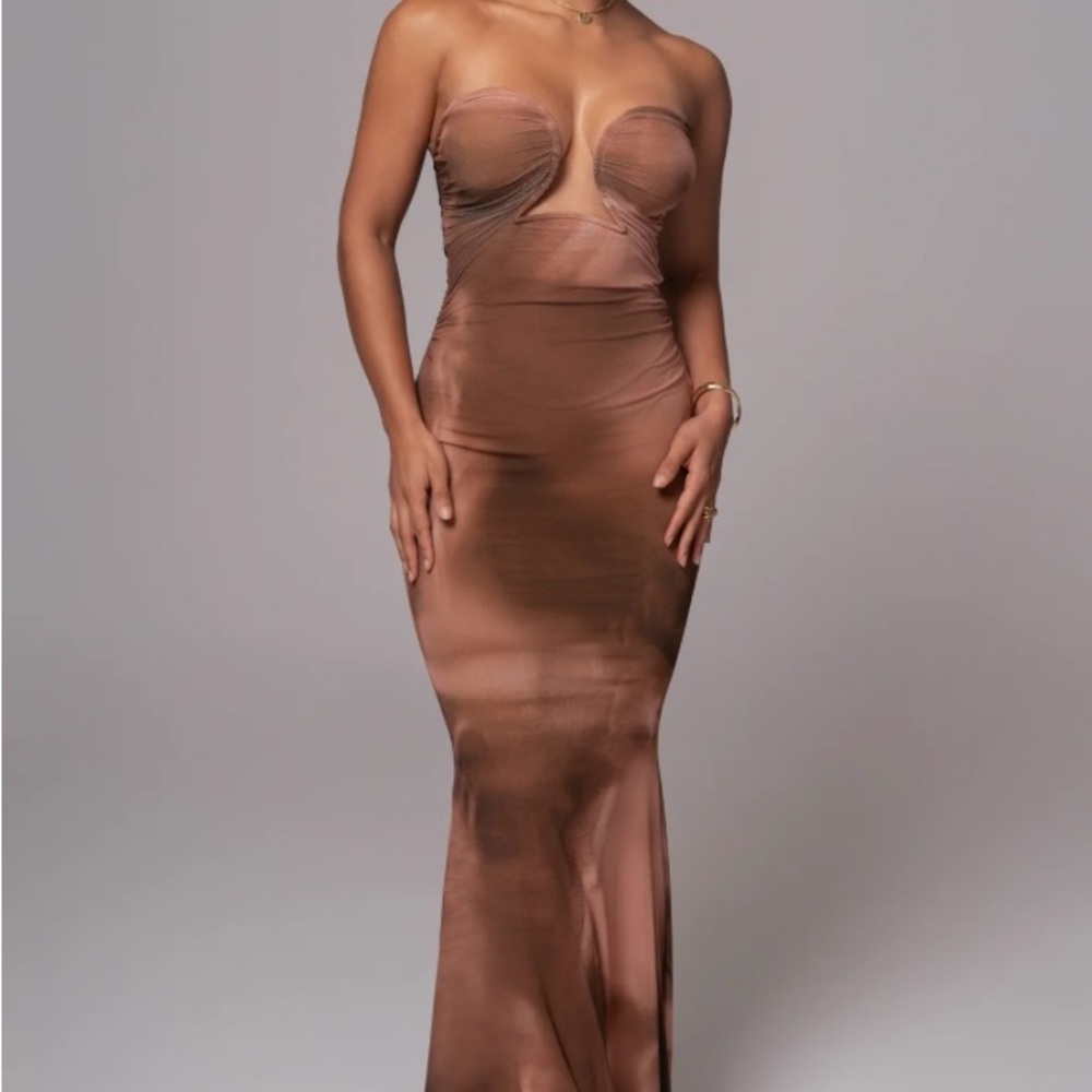 JLUXLABEL Strapless Chocolate Dress